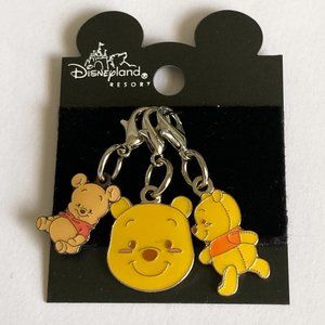 Vintage Winnie The Pooh Charms Disney Purse Zipper Pull Bracelet Clip On